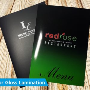 A4 8pp Matt and Gloss Laminated Restaurant Inside Menus